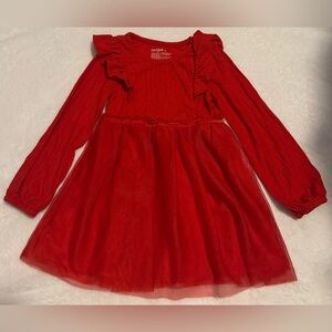 Cat & Jack Red Ruffle Long Sleeve Dress Toddler Girls Size 2T